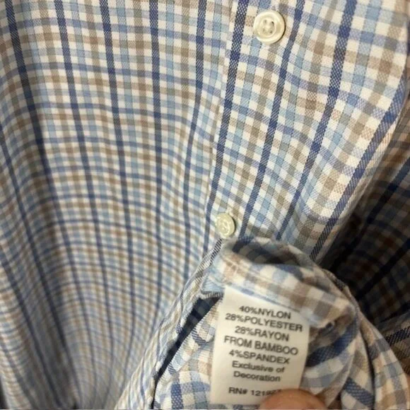 Johnnie O Shirt Mens XXL Prep Formance Blue Plaid Button Down Long Sleeve Golf - Picture 4 of 5